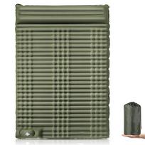 Dvigubas savaime prisipučiantis miegamasis lova suaugusiems su įmontuotu pėdų siurbliu ir pagalvėmis Army Green