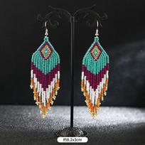 Rankų darbo ryžių karoliukų ilgos kutų auskarai, bohemiški retro nišiniai, personalizuoti ir stilingi atostogų auskarai