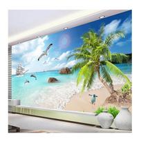 Sienų tapetai 3D jūros peizažas peizažas kokoso medžio paplūdimio freska Svetainės televizoriaus sofos miegamojo tapetai 200 cm(W) x 140 cm(H)