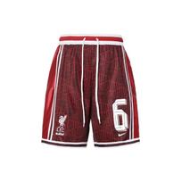 Nike X LeBron X Liverpool Collaboration Logo Embroidered Lace-Up Striped Mid-Rise Basketball Shorts Men shorts DX0145-652 S