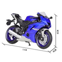 Welly 1/18 mastelio Yamaha 2020 YZF-R6 metalinis motociklo modelis Su veikiančia pakaba Žaislas Vaikams Dovanos Kolekcionuojamas žaislas mėlyna