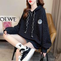 New Hooded Sweatshirt for Women Thin Waffle Design Niche Loose and Versatile Coat for Women Sweatshirts L juoda