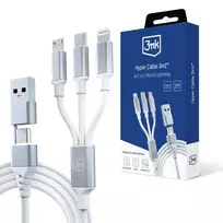 3MK Hyper Cable 3-in-1 USB-A/USB-C - USB-C/Micro/Lightning 1.5m, White