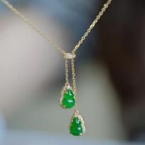 Natural Jade Chalcedony Green Double Gourd Pendant Light Luxury And High Quality Vintage Necklace Clavicle Chain Banquet Jewelry 45cm