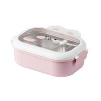Lunch Box With Cute Rabbit Designs User Friendly Rabbit Stainless Lunch Organizers Spill Proof Food Storage Holders rožinė