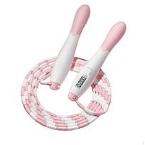 Adjustable Jump Rope with Beaded Segments And Digital Counter for Kids Adults rožinė