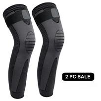 1Pair Elasticity Long Knee Protector Brace Athletic Knee High Elastic Compression Knee Sleeve Best Brace Knee Support Sleeves M