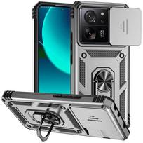 Dėklas Xiaomi 13T 12T 11T Pro 5G, automobilinis magnetinis žiedinis laikiklis, šarvuotas smūgiams atsparus dėklas Redmi 12 13C 12C 11A 4G, apsauginis dangtelis objektyvui For Xiaomi 11T Lite sidabras