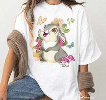 Disney Bambi Thumper Vintage Floral Portrait Unisex Adult 100% Cotton T-shirt Mens Tees Top Kid Tee 380010 2XL