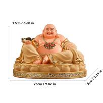 Derva Didelės besijuokiančio Budos statulos Kinų budistinės figūrėlės Namų svetainės biuro Turto sėkmės Feng Shui dekoras