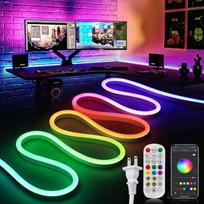 SPAHER LED Strip Lights RGBIC Tube Color Temperature APP Voice Linear Neon Easy Indirect DIY 3 Meters Lights, Dimmable, Adjustable, Control, Sync, įvairiaspalvis