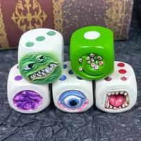 Halloween Limited Monster Dice Set Glow in Dark Resin RPG Dice Creepy Weird Faces DND Game Night Accessories Collector Gift