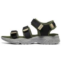 Skechers Stamina Sandal Lightweight Non-Slip Velcro Sandals Men Sandals Green Black 237197-OLBK 41