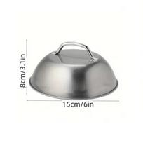 Stainless Steel Oven Squeegee Cover Arched Round 6/9inch Steak Pot Lids Cover with Handle Barbecue Tools Cheese Melting Dome