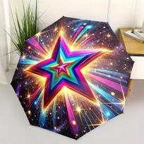 A Folding Umbrella That Opens Automatically Featuring a Lively Starburst Design in Multiple Colors. It'S a Compact And Portabl