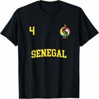 Senegal Team Sports Number 4 Soccer Senegalese Flag T-Shirt S įvairiaspalvis