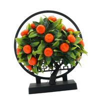 Decorative Artificial Fruit Bonsai, Realistic, Desktop Ornament, Decorative Artificial Fruit Plant for Home, Table, Decoration oranžinė