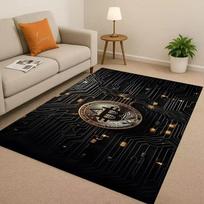 HD Rich BTC Bitcoin Circuit Board Art Cartoon Living Room Non-Slip Area Rug Carpet for Bedroom Playroom Sofa,Home Decor Doormat 40x60cm( 15x23in )
