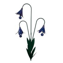 Triple Bluebells Garden Stake with Bells, Handmade Metal Flower Yard Art, Rustic Decorative Outdoor Wind Bell Stakes for Lawn Patio Outdoor Decor mėlyna