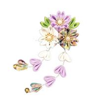 Hanfu Accessories Japanese Kimono Headwear Ancient Style Tassel Flower Hairpin  Bridal violetinė