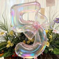 Large 40inch Number Digital 0-9 Balloon Colorful Transparent Anniversary Decoration Foil Balloons with Bowknot 40inch
