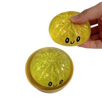 Blizgus garuotas pyragėlis spaudomas žaislas, mielas veidukas streso malšinimo Fidget žaislas, nešiojamas lėtai atšokantis sensorinis žaislas vaikams ir suaugusiems, 6 spalvos 1PCS mėlyna