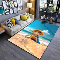 Turtle enjoying sunny beach carpet Yoga living room room decor children's crawling mat doormat area rug games mat 40x60cm