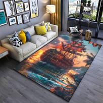 Majestic pirate ship sunset carpet Yoga living room room decor children's crawling mat doormat area rug games mat 40x60cm