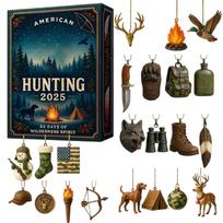 American Hunting 2025 Advent Calendar 24 Days Wilderness Spirit Collectible Ornaments Set Camping Outdoor Decor Gift Box One Size