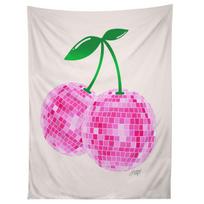 DISCO BALL CHERRIES tapestry 75x100 juoda