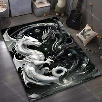 1PC White and black dragons facing Carpet for Living Room Bedroom Sofa Home Decor Rus Non-slip Floor Mat Luxury Gift 40x60cm