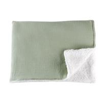 Newborn Muslin Blanket Thickened Plush Fleece Soft Swaddling Wrap for Baby (green,75x100cm) žalia
