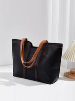 New minimalist ctrasting large capacity tote bag suitable for daily commuting and weekend dates (30cm<Max Length<50cm) juoda