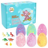 6 Pcs Bath Bombs Kids Dinosaur Egg Hidden Surprise Colorful Rich Bubble Bath Ball Toys Gift Sea Salt Ball Foot Bath Set