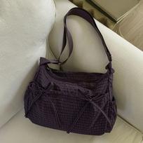 Women Checkered Crossbody Bag with Adjustable Strap Messenger Bag for Work Shopping Travel College violetinė