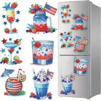 6Pcs Acrylic DIY Diamond Painting Fridge Magnets Crystal Sparkling Diamond Magnets Set for Refrigerator Mailbox Decor