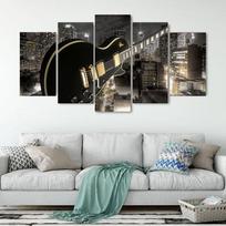 5 plokštės / rinkiniai Kraštovaizdis Drobė Tapyba Gitara Miesto naktinis vaizdas Nuotraukos Plakatai ir spaudiniai, skirti svetainės sienoms dekoruoti 20x35cm*2  20x45cm*2  20x55cm*1