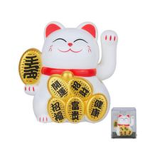 2 colių saulės baterija mojuojantis Lucky Cat Bonsai dekoravimas Namų apdaila Feng Shui Cat balta