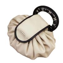 Lazy Makeup Bag Large Capacity Portable Travel Storage Bag Drawstring Bundle Handheld Leather Toilet and Skincare Storage Bag smėlis
