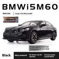 1/24 mastelio BMW I5 M60 Xdrive galios lydinio metalinis liejamas modelis automobilis garso ir šviesos simuliacija kolekcinis dekoratyvinis madingas ornamentas dovana juoda