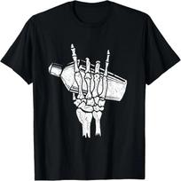 Halloween Bartender Rock On Hand Shaker Skeleton Bartending T-Shirt S juoda