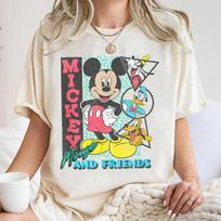 2025-26 Summer Fashion Mickey T-shirt Y2k Minnie Mouse Hat Printed 100% cotton printed T-shirt Unisex's Loose T-shirt S