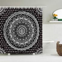 Bohemiško stiliaus dušo užuolaidos Mandala Boho gėlės ir augalai spausdinimas Vonios užuolaidos Vandeniui atspari poliesterinė vonios užuolaida W90xH180cm