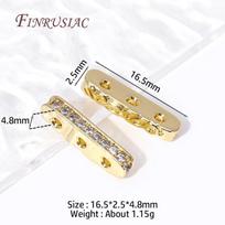 DIY Beading Jewellery Making Components 3 Holes Separators for Beads,18K Gold Plated Inlaid Zircon Beads Spacer Bar Separators 2 Pieces gray