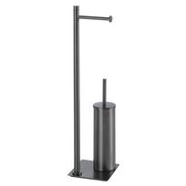 WC Stovas TRILLY su wc šepečiu ir tualetinio popieriaus laikikliu gunmetal spalvos