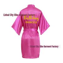 Girls' Satin Party Kimono Robe - Silk-like Children's Birthday Bathrobe Size 6 - 100cm