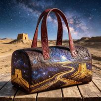Quilted Travel Tote Bag Fitness Beach Handbag 3D Bohemian Design Great Wall Cosmic Print Vacation Camping Mixed Color Leisure 16''x8''x8''