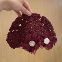 Lace Beret Cap Flowers Skullies Hat Breathable Knitted Hat  for Women