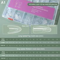 240Pcs Dual Nail Forms,Almond Extension Poly Nail Gel Nail Forms Full Cover Reusable Nail Molds For Solid Nail Gel Glue Nail Art as the picture