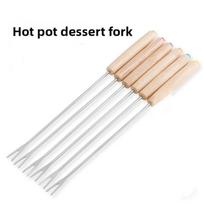 6-Piece Wood Handle Fruit Fork Cheese Fondue Fork Grilled Fork, Cheese Chocolate Fondue Cheese Fork